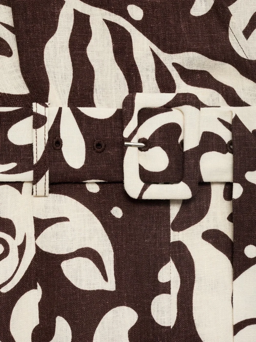Mango Brown printed linen jumpsuit with belt NWT